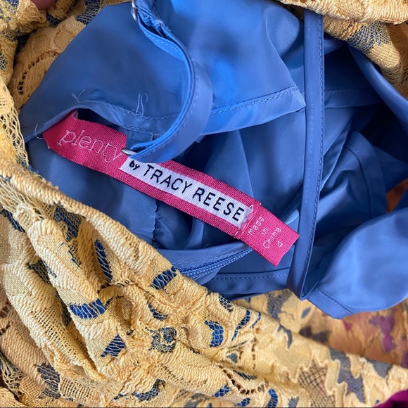 Plenty Tracey Reese dress 4 lace classic yellow over blue - Picture 3 of 8